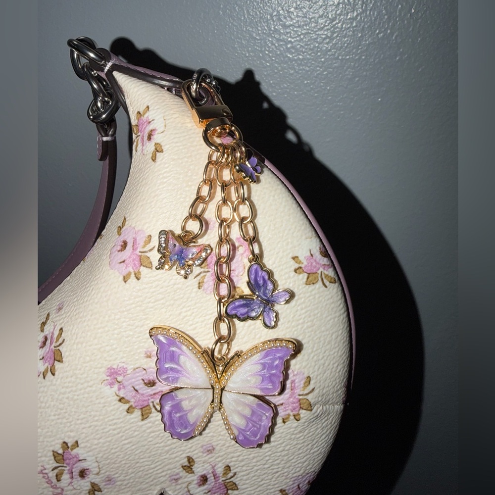 Elegant Purple Butterfly Bag Charm (BAG NOT INCLUDED) - Picture 3 of 3